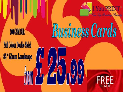 Business Card 300/400gsm silk, Full Colour, Double Sided - FREE Delivery