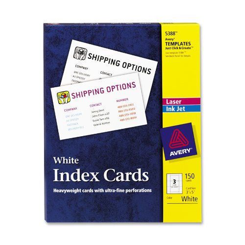 Avery 5388 White Index Cards 3&#034;x5&#034; 150 Cards per Pack
