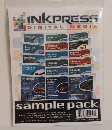 Inkpress Digital Media  Sample Pack 8.5&#034; x 11&#034; 17 Sheets
