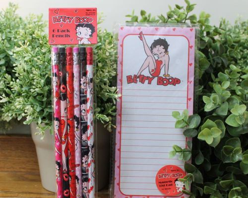 Betty Boop Magnetic Note Pad Leg Kick + Bonus Matching Pencils Stocking Stuffer