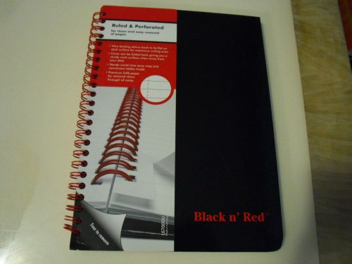 New Black n Red 5-7/8&#034; x 8-1/4&#034; Ruled Perforated Hardcover Notebook - L6700