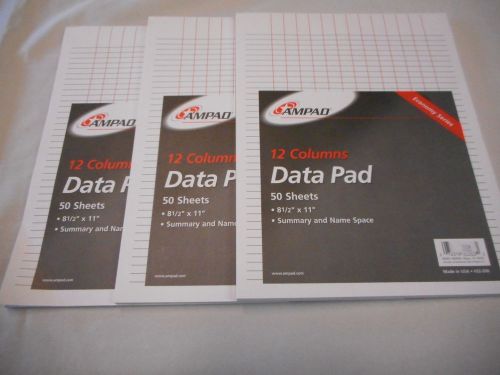 Ampad, Data Pad 12 Columns, Office Supply, 50 Sheets Per Pad