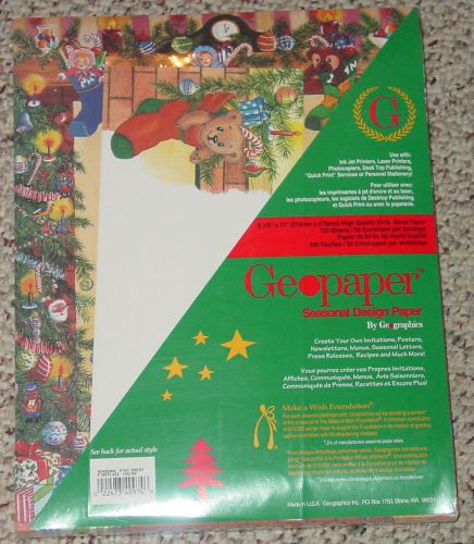 GEOPAPER SEASONAL DESIGN STATIONARY FIREPLACE 100 SHEET 50 ENVELOPES NEW SEALED