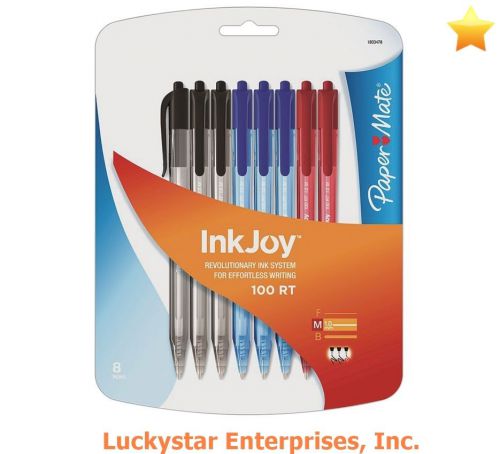 Paper Mate Ink Joy Ballpoint Pens - 8/Pack - Assorted Colors - NEW in pkg