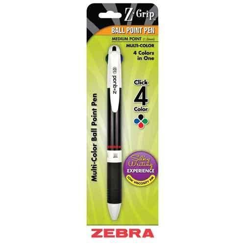 Zebra Z-Grip Z-Quad Retractable Pen 4-in-1 Ink Colors Carded