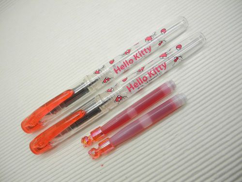 2 x Platinum Hello Kitty Preppy Stainless 0.3mm Fountain Pen with cap Red(Japan)