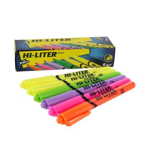 Avery HI-LITER Fluorescent Pen Style Highlighter, Chisel Tip, 6/Set - AVE23565
