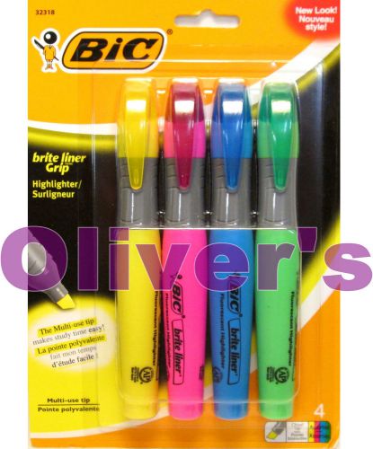 Assorted 4 Pack Chisel Tip Bic® Highlighters with Comfort &amp; Control Grip