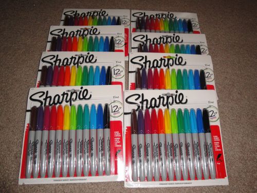 Lot of 96 Sharpie Assorted Colors - 8 packs of 12 markers Fine Point