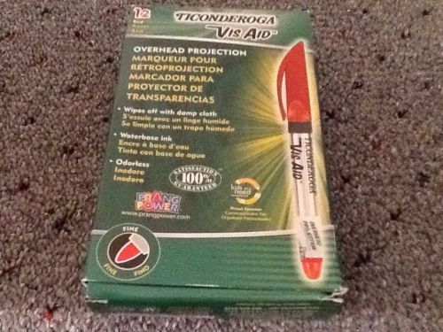 Ticonderoga Vis-Aid Overhead Projection Markers Fine Point Red One Dozen 88127