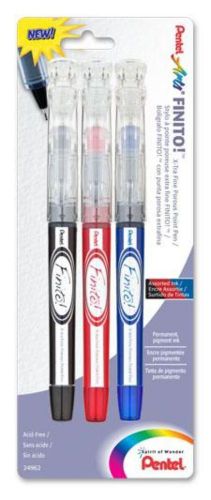 Pentel FINITO! Porous Point Pen - X-Tra Fine Point Tip Assorted Ink 3 Pack