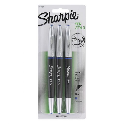 Sharpie Grip Porous Point Pens, Blue Ink, Fine Point, 3/Pack
