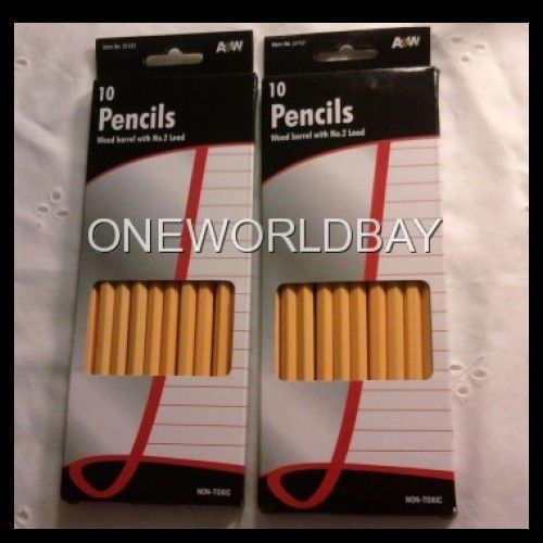 Lot of 2 - A&amp;W Wood Barrel with No.2 Lead Pencils - High Quality - 10 per Pack