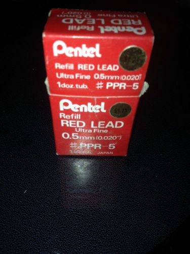 True Vintage Red Colored Lead Mechanical Pencil Refills 12 Tubes Sealed