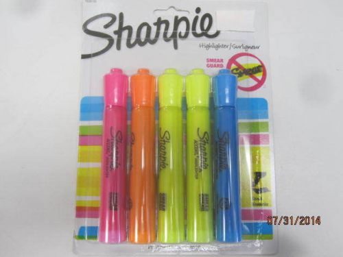 Sharpie Tank-Style Highlighters, 4 assort  Colored Highlighters, 5 in a pack.