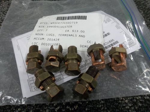 7 copper split bolt connectors 20h wire electrical 2&#034; x 7/8&#034; ground wire rod new for sale