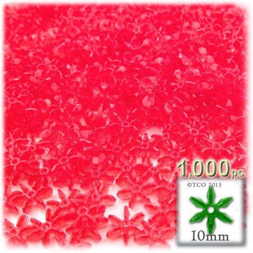 The Crafts Outlet 1000-Piece Round Faceted Plastic Transparent Starflake Beads