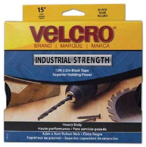 Velcro USA 2&#034;W x 15&#039;L, Black Velcro Sticky Back Industrial Strength Velcro, Reel