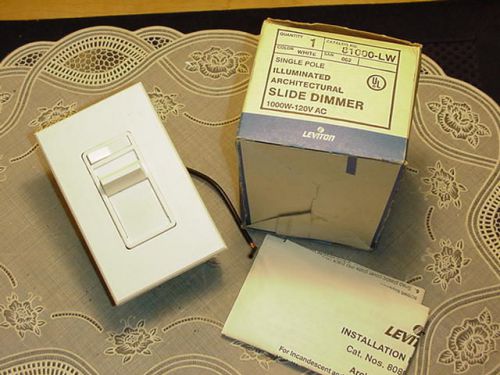 Leviton 81000-LW Single Pole Illuminated Slide Dimmer 1000W-120VAC NEW IN BOX!