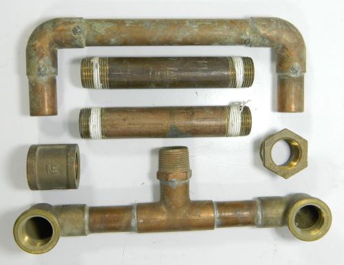 Lot Of 3/4&#034;/1&#034; Brass Fittings Copper Tubing Copper Nipples Threaded Plumbing