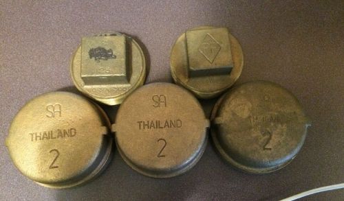 5pcs 2in brass pipe caps and plugs, new stock from plumbing store auction for sale