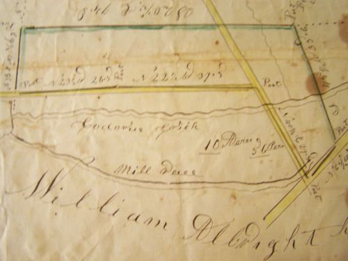 1866 York, Pa. Survey of Codorus Creek, Manheim Twp.  Mill Dam Albright, Mummert