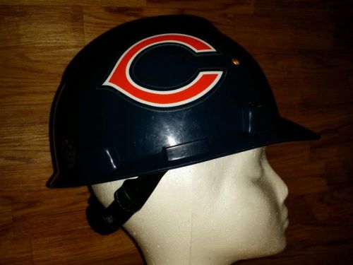 M nfl hard hat chicago bear vguard msa safety work cap navy blue orange football for sale