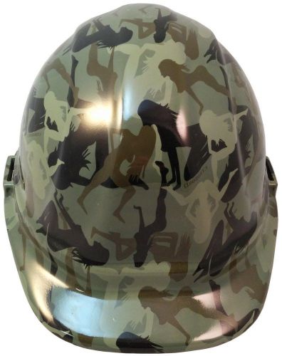 Hydro dipped cap style hard hat with ratchet suspension- camo bootie green for sale