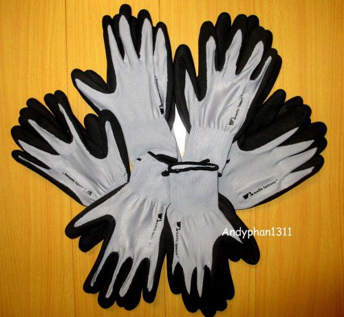 Lot: 6 pair wells lamont premium nitrile coated work gloves medium size bulk for sale