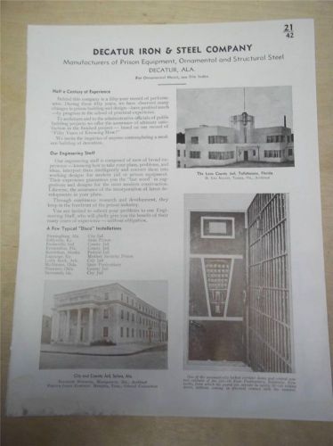 Vtg Prison Catalog Inserts/Page~Manly Jail/Fries&amp;Son/Van Dorn Iron/Stewart~1939