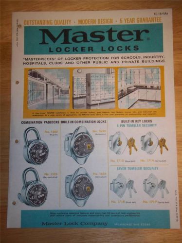 Vtg master lock co catalog~locker locks/padlocks/combination/key for sale