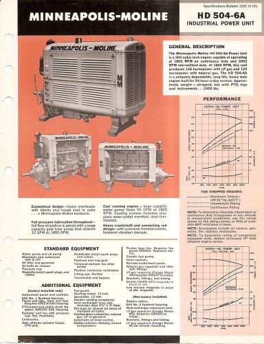 Equipment Brochure - Minneapolis-Moline - HD504-6A Engine Power Unit c65 (E1783)