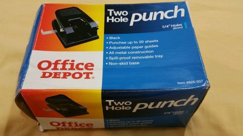 Office Depot 2 Hole Paper Punch 1/4 Inch  All Metal Built and Non Skid Base