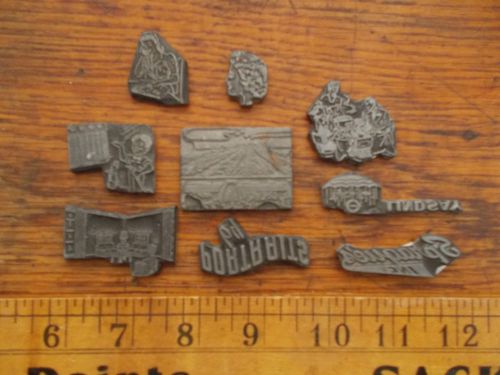 Vintage Lot of Nine Printing Plate Block lead