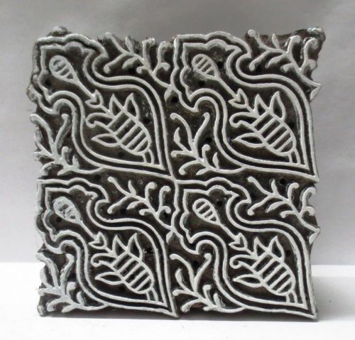 INDIAN WOODEN HAND CARVED TEXTILE PRINTING FABRIC BLOCK STAMP UNIQUE DESIGN ART