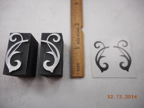 Letterpress Printing Printers 2 Blocks, Stylized Plant Ornaments