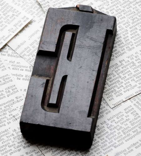 letter: E superb wood type 4.92&#034; woodtype font letterpress printing block