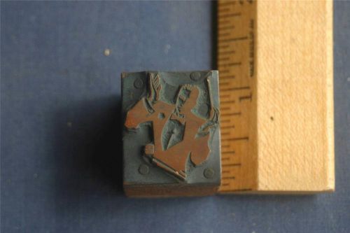 Letterpress Printing Block Musical Conductor Copper on Wood       (008)