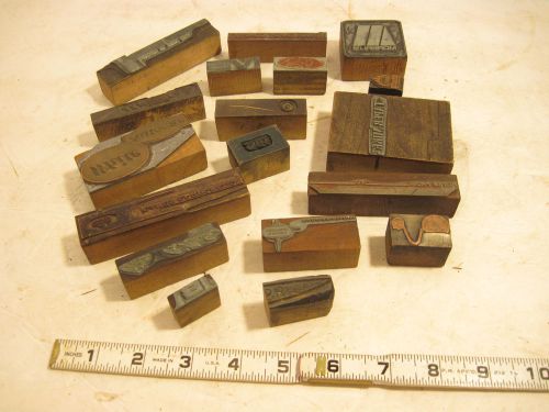VINTAGE  Lot 18  Pieces  Printer&#039;s Block Letterpress Type Wood Metal Images