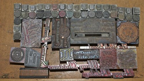 Assorted Lot of Metal Printing Press Type Set Blocks Letters Numbers &amp; More