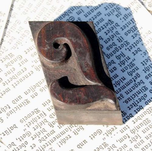 L fancy letter old wooden letterpress printing block wood type antique character
