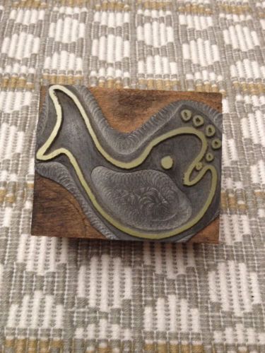 VINTAGE LETTERPRESS | WHALE FISH WITH BUBBLES | PRINT BLOCK