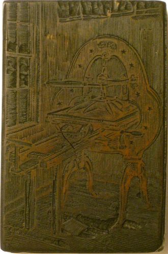 Circa 1840&#039;s wood print block ft. acorn printing press cincinnati type foundry for sale