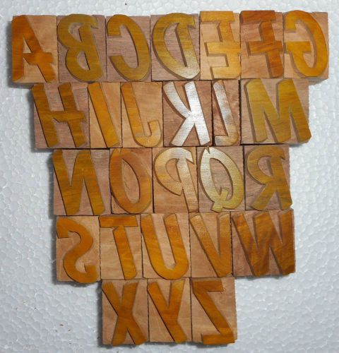 &#034;a to z&#034; letterpress letter wood type printers block typography collection b1068 for sale