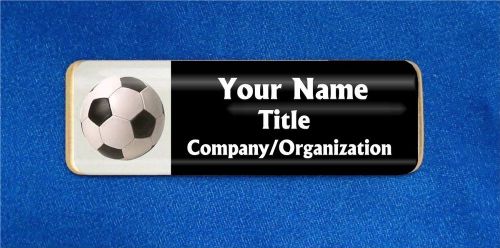 Soccer Ball Custom Personalized Name Tag Badge ID Black Player Team Coach Fan