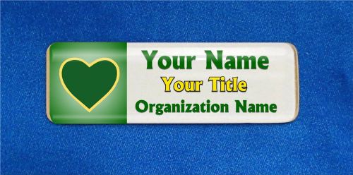 Green Heart Custom Personalized Name Tag Badge ID Scouts Girl Volunteer Leader