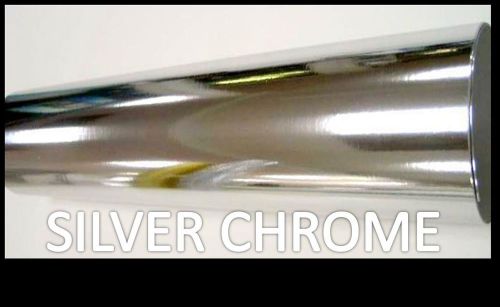 Shiny SILVER SILVER CHROME  Graphic Vinyl Film + Adhesive Back 15&#034; x 60&#034; Roll