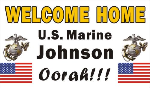 3ftX5ft Personalized Welcome Home U.S. (US) Marine Corps Banner Sign