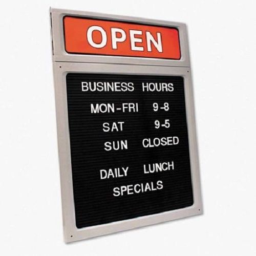 COSCO Message/Business Hours Sign, 15&#034; x 20-1/2&#034;, Black/Red