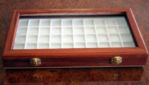 Jarrah Display Case with Glass Lid 50 flocked compartments